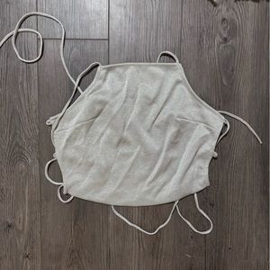 Urban Outfitters open back grey shiny crop top x-small